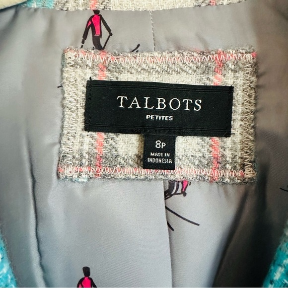 TALBOTS SHETLAND ABERDEEN PASTEL PLAID WOOL BLEND BLAZER SIZE 8 - Picture 11 of 14